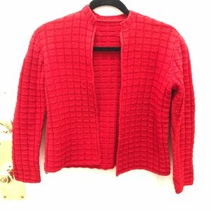 Handmade Knit Cardigan in Red